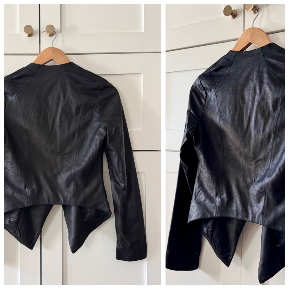MY TRIBE Genuine Leather Waterfall Jacket, Draped Open Moto Zip Pockets sz. XS - Picture 8 of 17